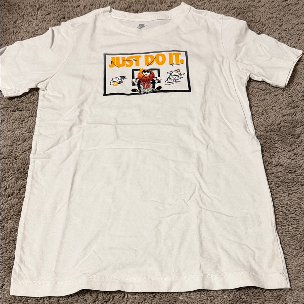 Nike White T-Shirt with Orange Graphic